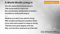 Ella Wheeler Wilcox - A World Worth Living In