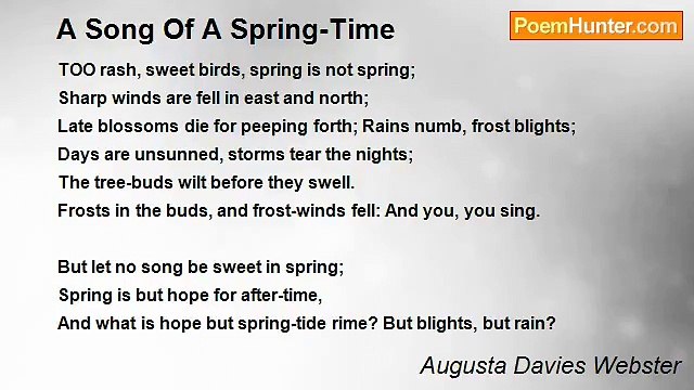 Augusta Davies Webster - A Song Of A Spring-Time
