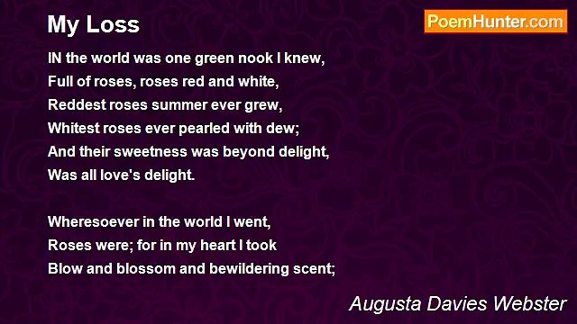 Augusta Davies Webster - My Loss