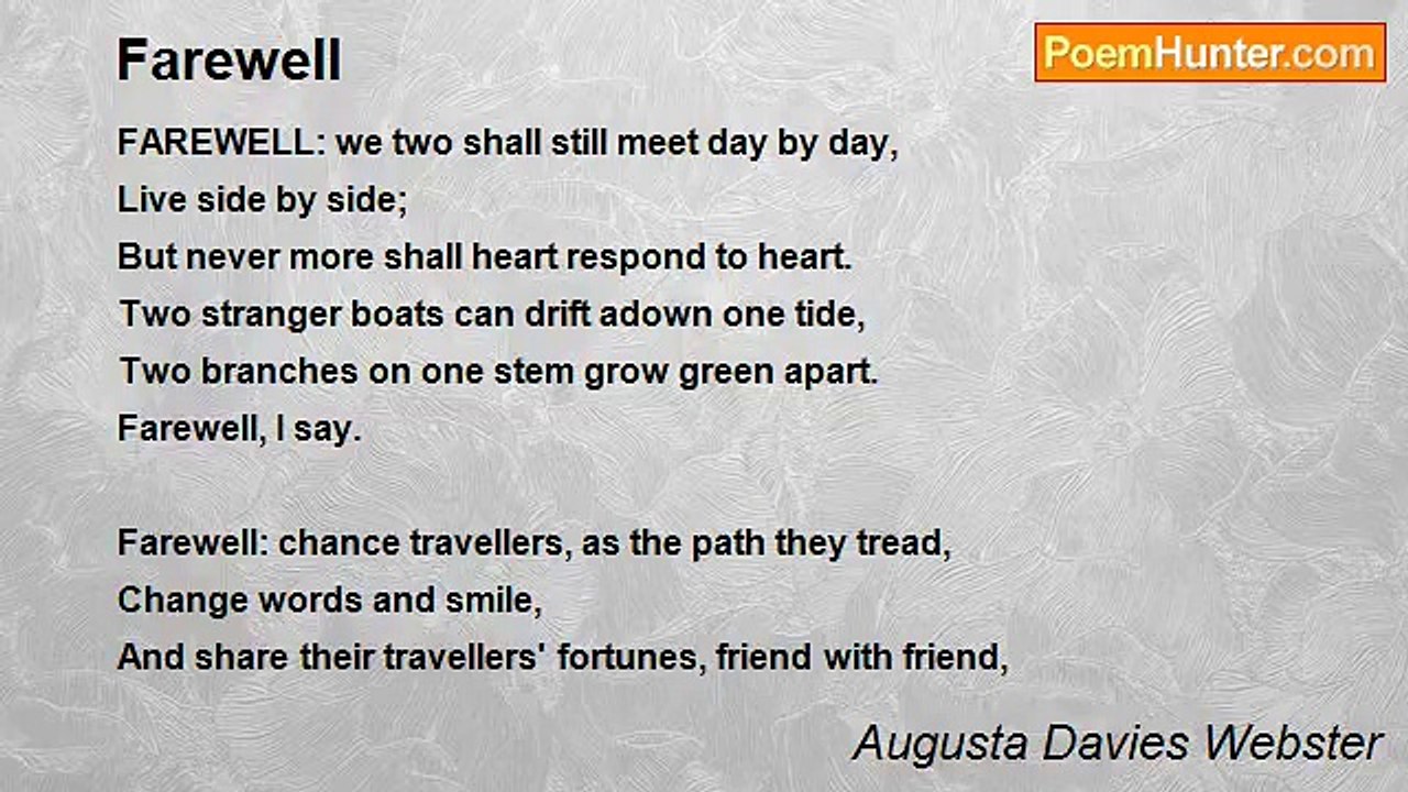 Augusta Davies Webster - Farewell