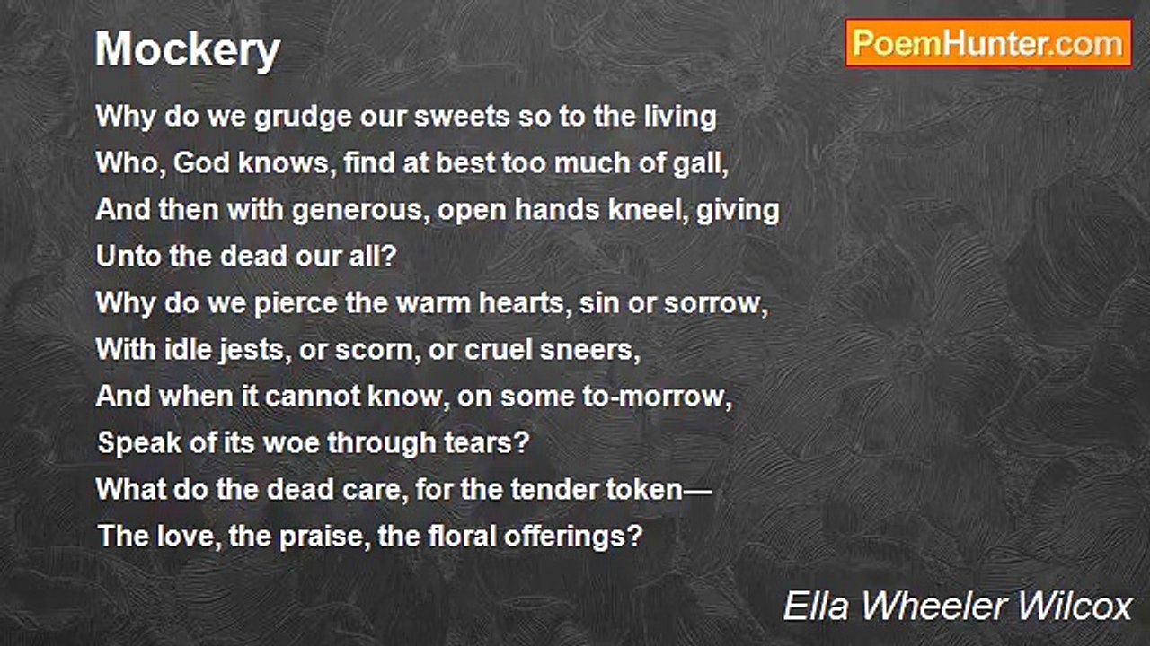 Ella Wheeler Wilcox - Mockery
