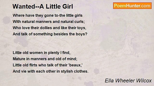 Ella Wheeler Wilcox - Wanted A Little Girl
