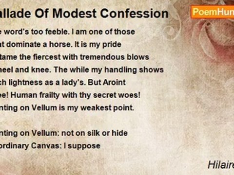 Hilaire Belloc - Ballade Of Modest Confession