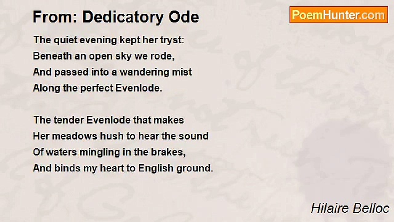 Hilaire Belloc - From: Dedicatory Ode