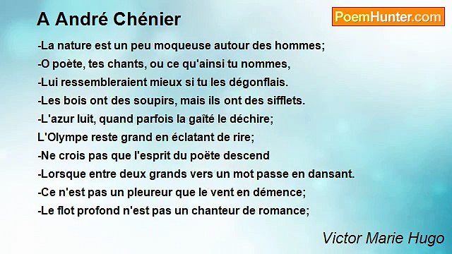 Victor Marie Hugo - A André Chénier