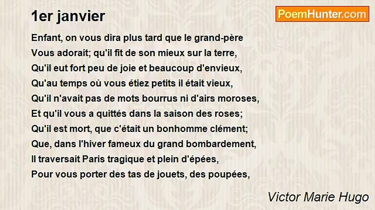 Victor Marie Hugo - 1er janvier