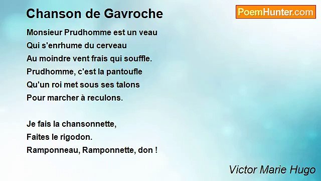 Victor Marie Hugo - Chanson de Gavroche