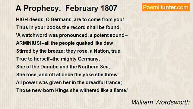 William Wordsworth - A Prophecy. February 1807