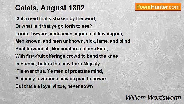 William Wordsworth - Calais, August 1802