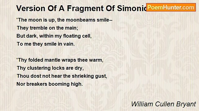 William Cullen Bryant - Version Of A Fragment Of Simonides