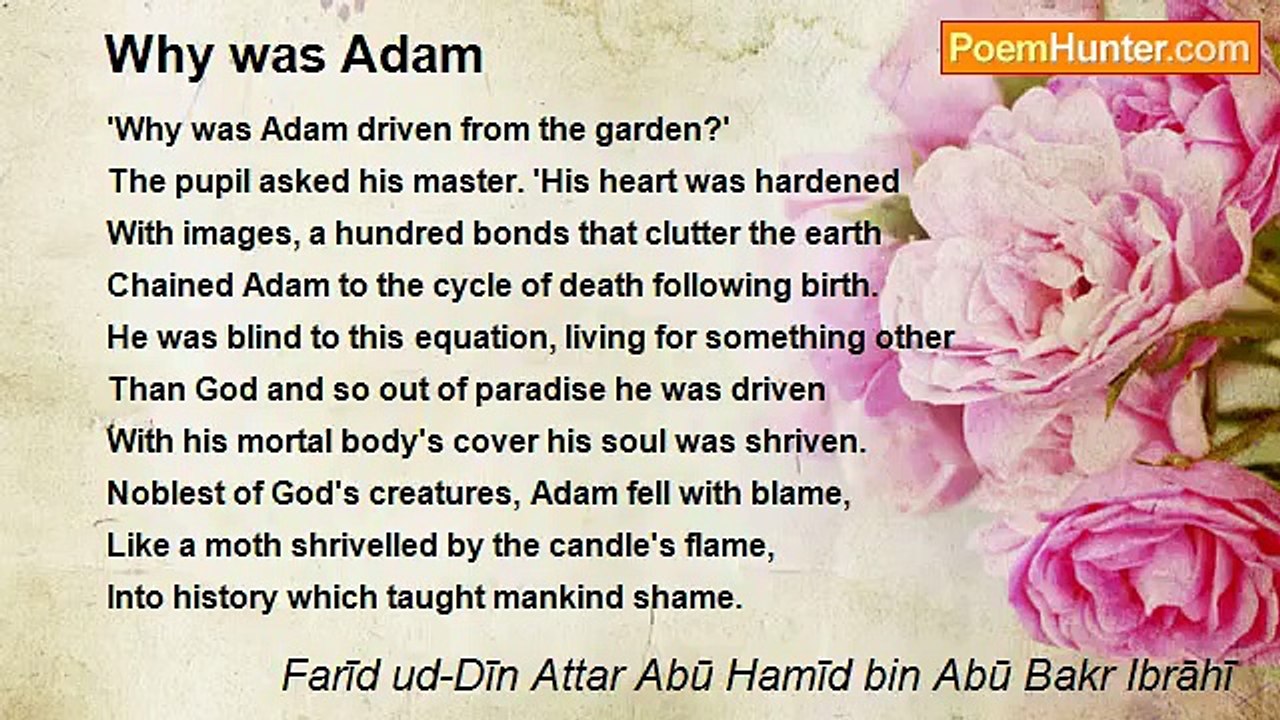 Farīd ud-Dīn Attar Abū Hamīd bin Abū Bakr Ibrāhī - Why was Adam