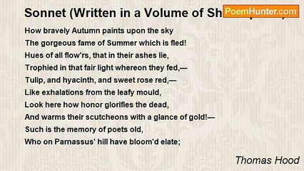 Thomas Hood - Sonnet (Written in a Volume of Shakespeare)