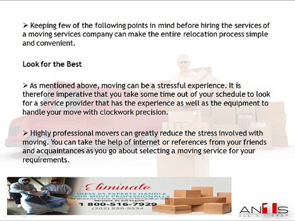 Breathe Easy with a Good Provider of Moving Services in Northern VA