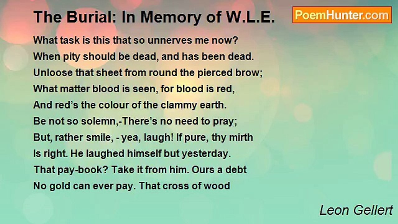 Leon Gellert - The Burial: In Memory of W.L.E.