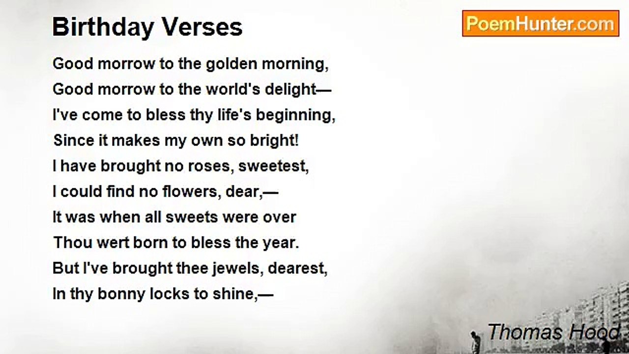 Thomas Hood - Birthday Verses