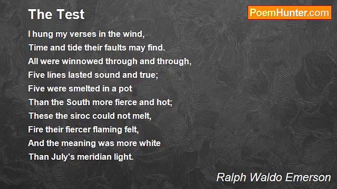 Ralph Waldo Emerson - The Test