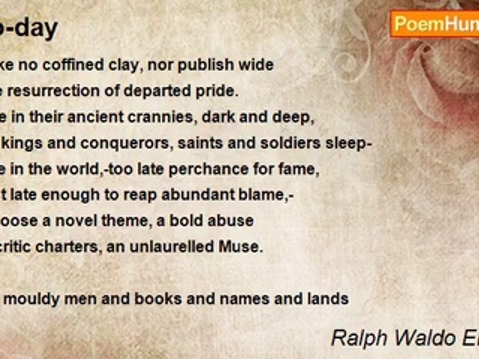 Ralph Waldo Emerson - To-day