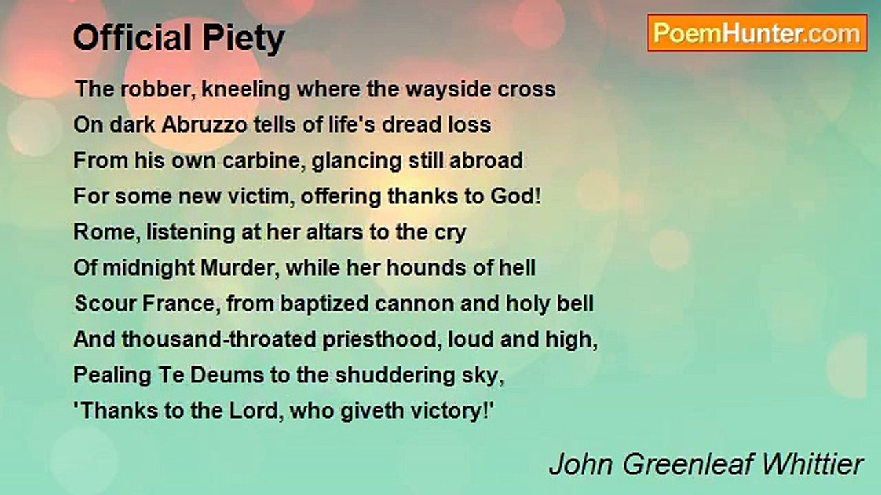 John Greenleaf Whittier - Official Piety