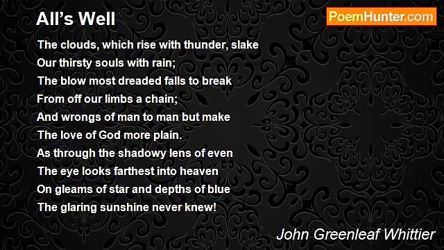 John Greenleaf Whittier - All’s Well