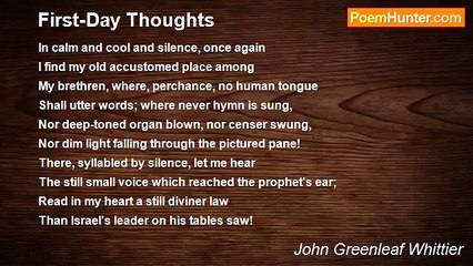John Greenleaf Whittier - First-Day Thoughts
