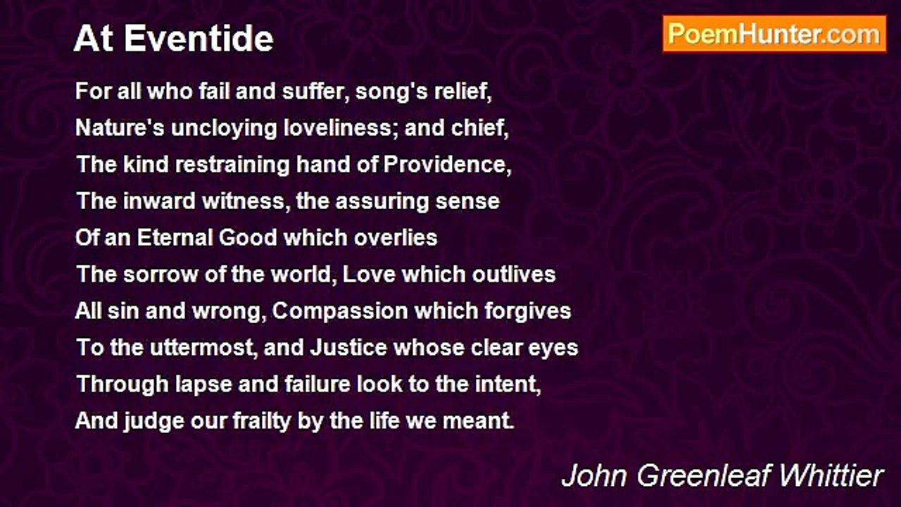 John Greenleaf Whittier - At Eventide
