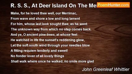 John Greenleaf Whittier - R. S. S., At Deer Island On The Merrimac