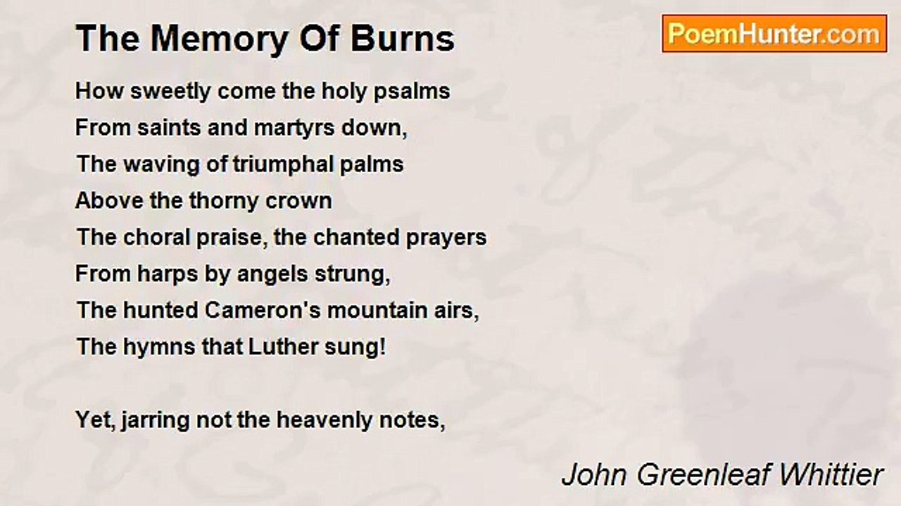 John Greenleaf Whittier - The Memory Of Burns