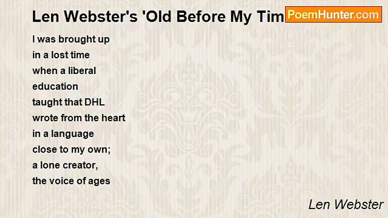 Len Webster - Len Webster's 'Old Before My Time'