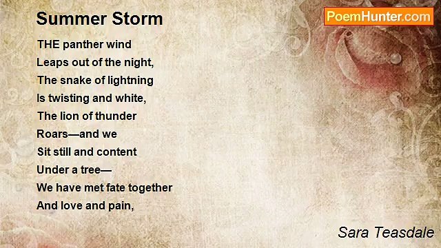 Sara Teasdale - Summer Storm