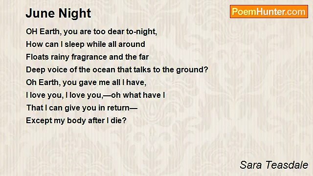 Sara Teasdale - June Night