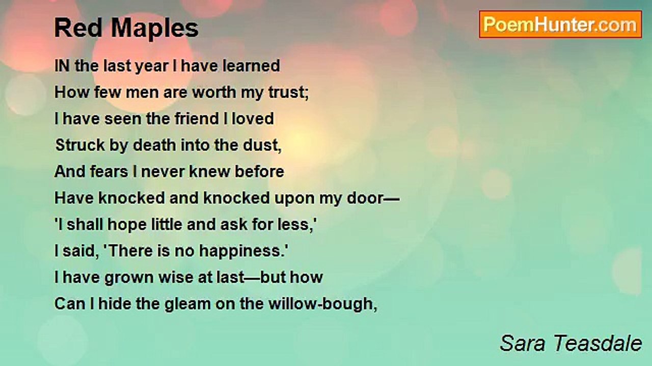 Sara Teasdale - Red Maples