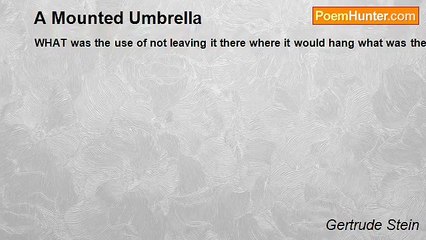 Gertrude Stein - A Mounted Umbrella