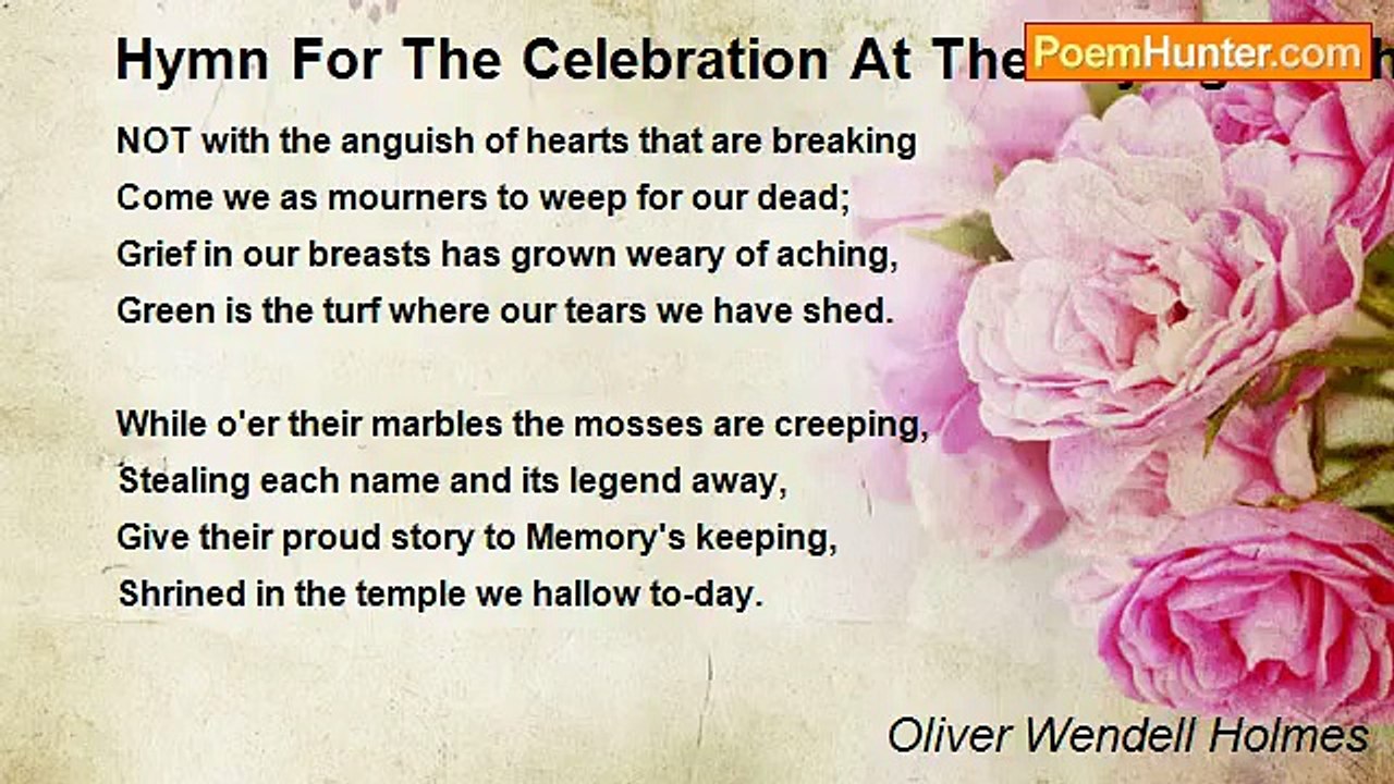 Oliver Wendell Holmes - Hymn For The Celebration At The Laying Of The Cornerstone Of Harvard Memorial Hall, Cambridge, October 6, 1870