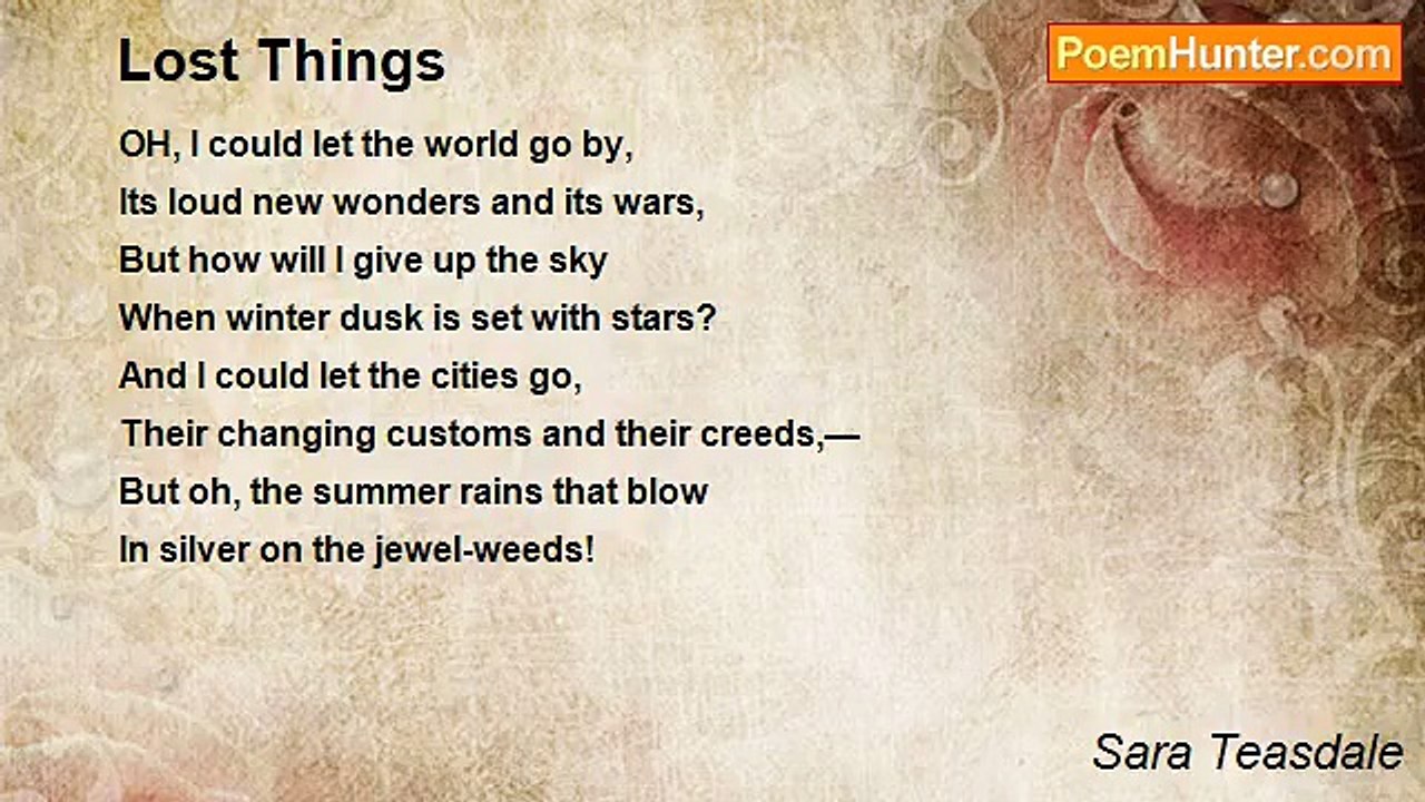 Sara Teasdale - Lost Things