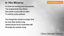 Oliver Wendell Holmes - In Vita Minerva