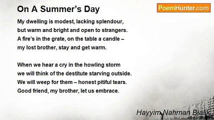 Hayyim Nahman Bialik - On A Summer’s Day