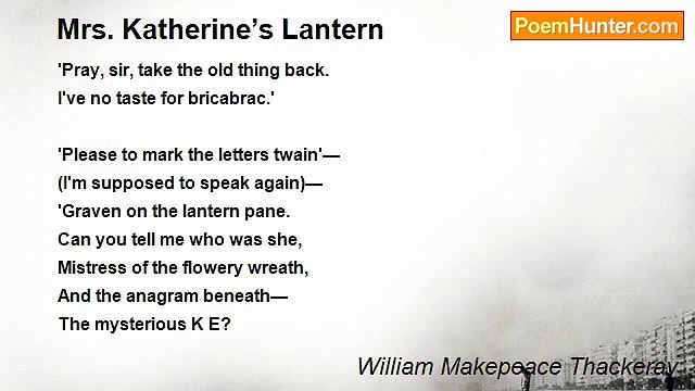 William Makepeace Thackeray - Mrs. Katherine’s Lantern