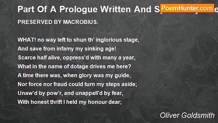 Oliver Goldsmith - Part Of A Prologue Written And Spoken By The POet Laberius A Roman Knight, Whom Caesar Forced Upon The Stage