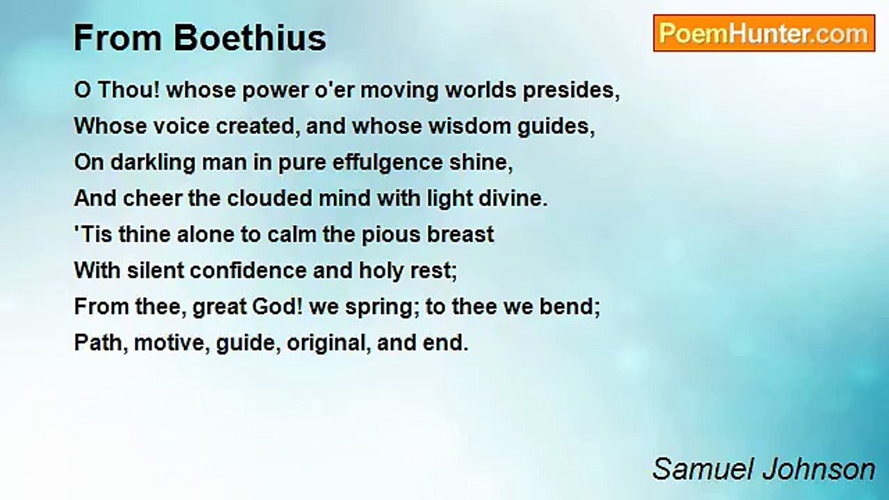 Samuel Johnson - From Boethius