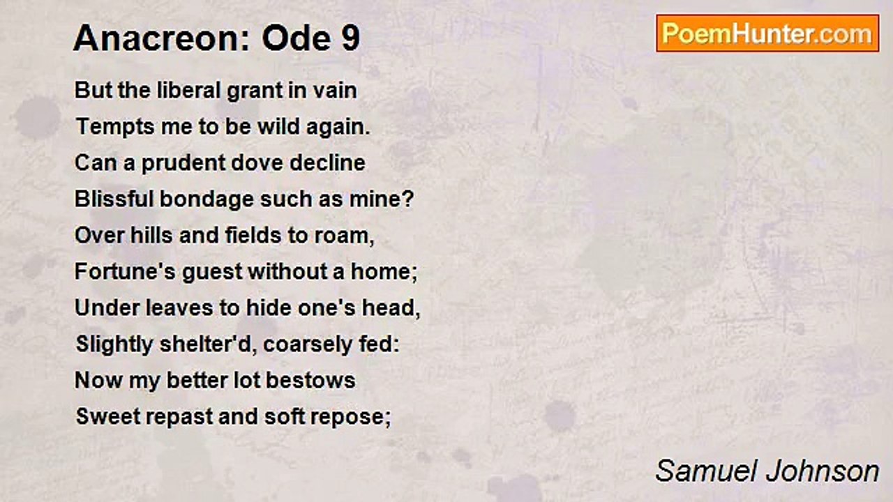 Samuel Johnson - Anacreon: Ode 9
