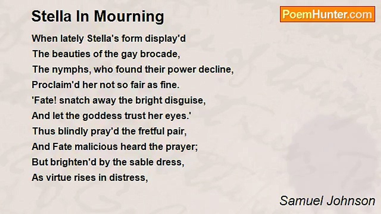 Samuel Johnson - Stella In Mourning