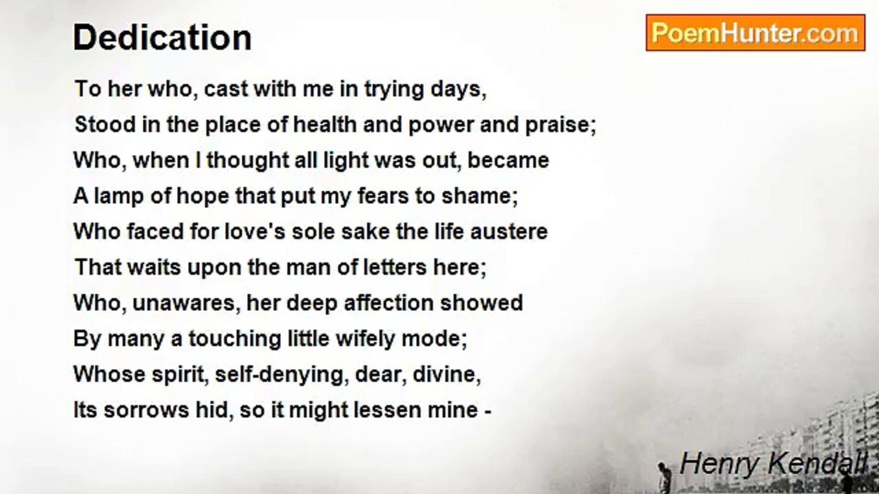 Henry Kendall - Dedication