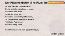 Bertolt Brecht - Der Pflaumenbaum (The Plum Tree, translation)