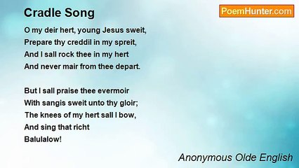 Anonymous Olde English - Cradle Song