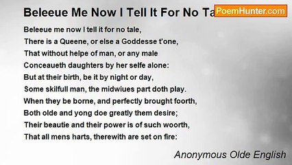 Anonymous Olde English - Beleeue Me Now I Tell It For No Tale
