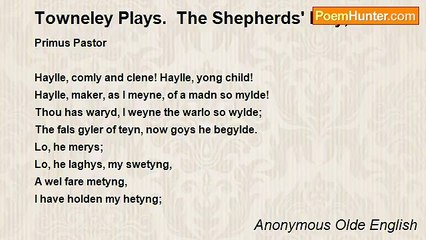 Anonymous Olde English - Towneley Plays.  The Shepherds' Play, II.
