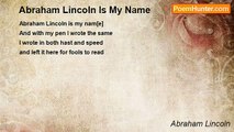 Abraham Lincoln - Abraham Lincoln Is My Name