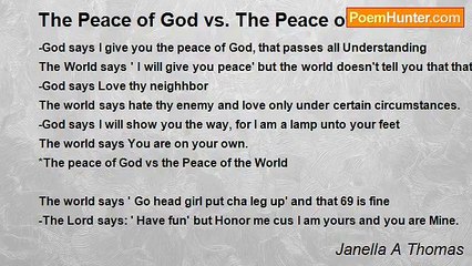 Janella A Thomas - The Peace of God vs. The Peace of The World