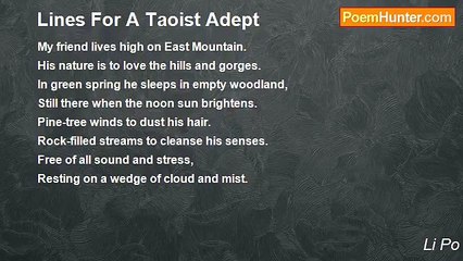 Li Po - Lines For A Taoist Adept