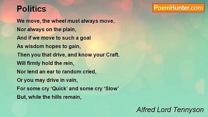 Alfred Lord Tennyson - Politics